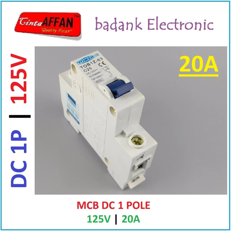 20A MCB DC 1P C20 20A 125V Circuit Breaker Solar PV Panel Surya PLTS
